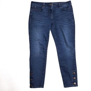 Nautica Jeans Women's Size 31 Blue Wash Button Ankle Straight Denim